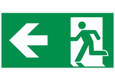 Rettungskennzeichnung (nachleuchtend) – Notausgang links