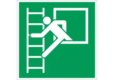 Rettungskennzeichnung (nachleuchtend) – Notausgang mit Feuerwehrleiter