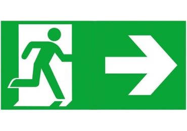 Rettungskennzeichnung (nachleuchtend) – Notausgang rechts