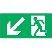 Rettungskennzeichnung, Notausgang abwärts links – Nachleuchtender Aluminium-Kompositwerkstoff, 400×200 mm