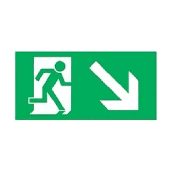 Rettungskennzeichnung, Notausgang abwärts rechts – Aluminium-Kompositwerkstoff, 300×150 mm