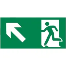Rettungskennzeichnung, Notausgang aufwärts links – Nachleuchtender Aluminium-Kompositwerkstoff, 400×200 mm