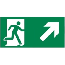Rettungskennzeichnung, Notausgang aufwärts rechts – Nachleuchtender Aluminium-Kompositwerkstoff, 300×150 mm