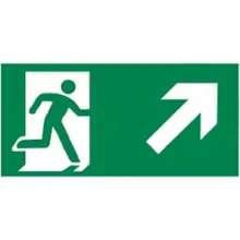 Rettungskennzeichnung, Notausgang aufwärts rechts – Nachleuchtender Aluminium-Kompositwerkstoff, 400×200 mm
