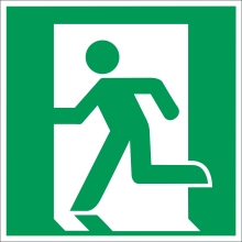 Rettungskennzeichnung, Notausgang links – Nachleuchtende Folie, 200×200 mm