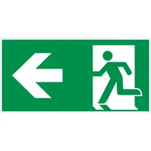 Rettungskennzeichnung, Notausgang links – Nachleuchtende Folie, 300×150 mm