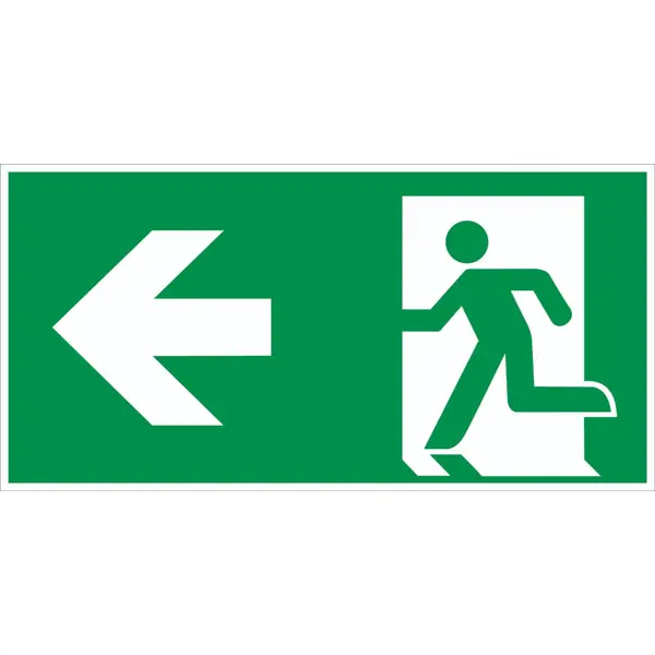 Rettungskennzeichnung, Notausgang links – Nachleuchtende Folie, 300×150 mm