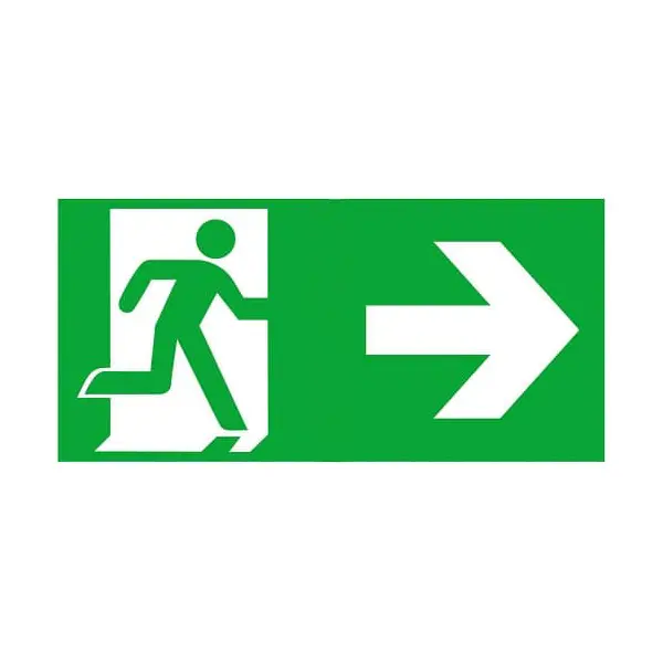 Rettungskennzeichnung, Notausgang rechts – Aluminium-Kompositwerkstoff, 300×150 mm