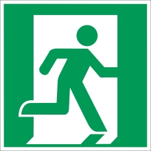 Rettungskennzeichnung, Notausgang rechts – Nachleuchtende Folie, 150×150 mm