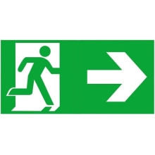 Rettungskennzeichnung, Notausgang rechts – Nachleuchtender Aluminium-Kompositwerkstoff, 400×200 mm