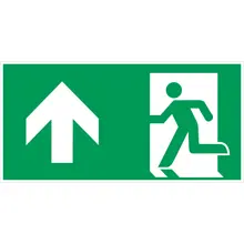 Rettungskennzeichnung, Notausgang vorwärts – Nachleuchtender Aluminium-Kompositwerkstoff, 400×200 mm