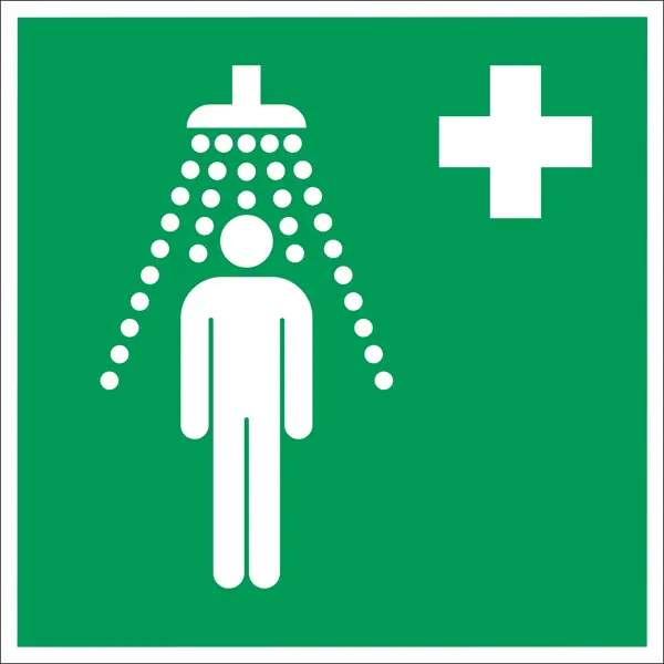 Rettungskennzeichnung, Notdusche – Aluminium-Kompositwerkstoff, 100×100 mm