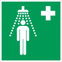 Rettungskennzeichnung, Notdusche – Nachleuchtende Folie, 200×200 mm