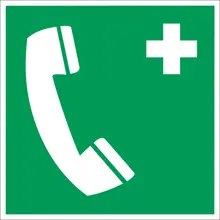 Rettungskennzeichnung, Notruftelefon – Nachleuchtende Folie, 200×200 mm