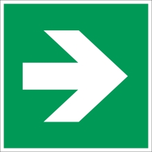 Rettungskennzeichnung, Richtungspfeil – Nachleuchtende Folie, 100×100 mm