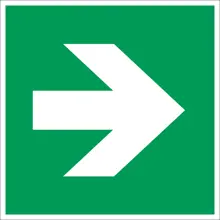 Rettungskennzeichnung, Richtungspfeil – Nachleuchtender Aluminium-Kompositwerkstoff, 100×100 mm