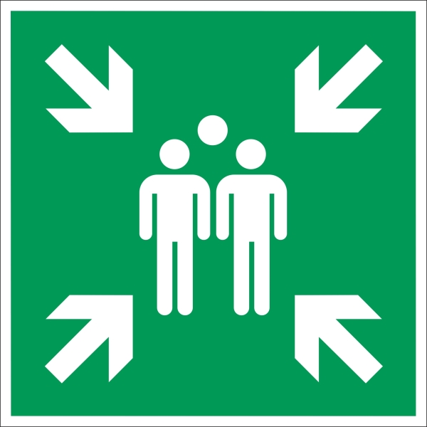 Rettungskennzeichnung, Sammelplatz – Aluminium-Kompositwerkstoff, 100×100 mm