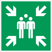Rettungskennzeichnung, Sammelplatz – Nachleuchtende Folie, 150×150 mm