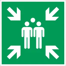 Rettungskennzeichnung, Sammelplatz – Nachleuchtender Aluminium-Kompositwerkstoff, 100×100 mm