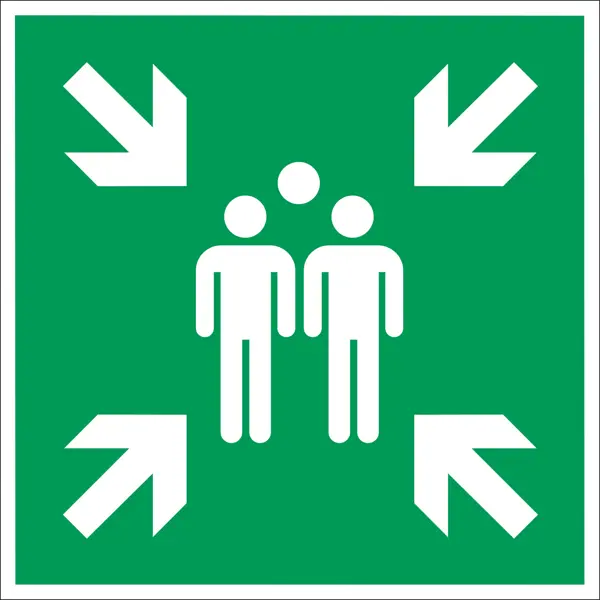Rettungskennzeichnung, Sammelplatz – Nachleuchtender Aluminium-Kompositwerkstoff, 100×100 mm
