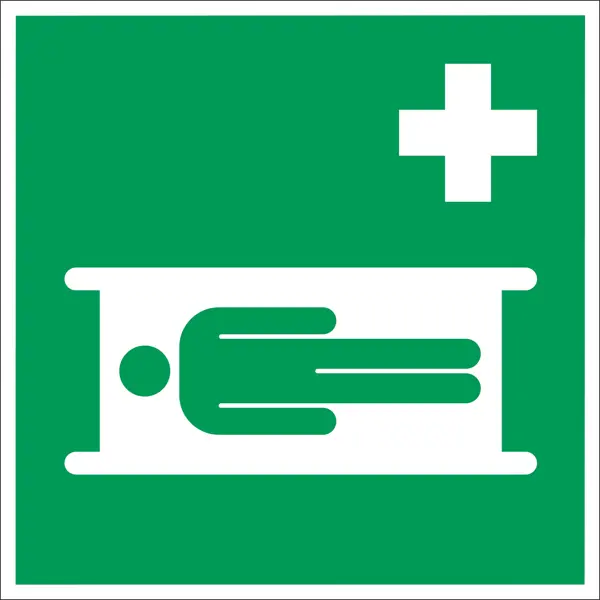 Rettungskennzeichnung, Trage – Aluminium-Kompositwerkstoff, 100×100 mm