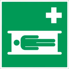 Rettungskennzeichnung, Trage – Nachleuchtender Aluminium-Kompositwerkstoff, 100×100 mm