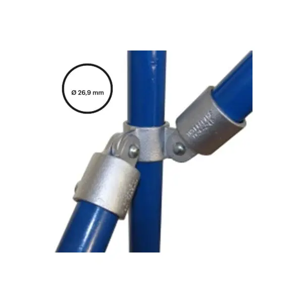 Rohrverbinder D. 26,9 mm – doppeltes 90°-Eck-Gelenkstück 168-A27