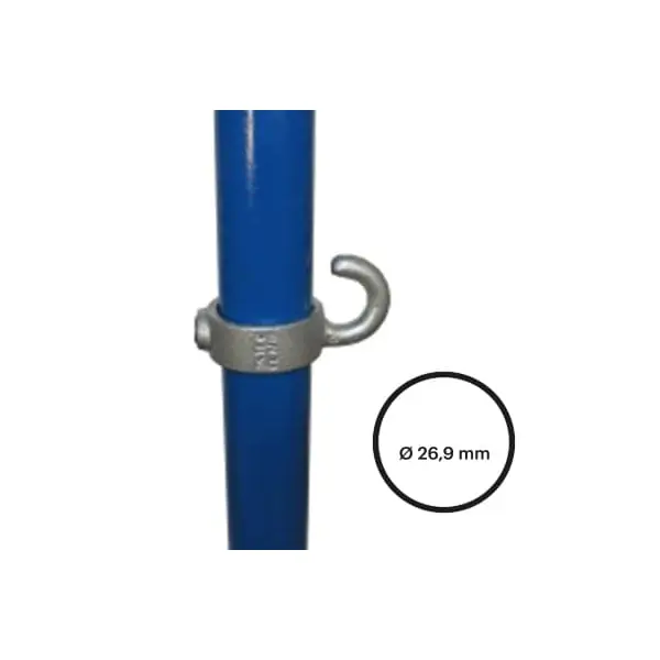 Rohrverbinder D. 26,9 mm – Stellring mit Haken 182-A27
