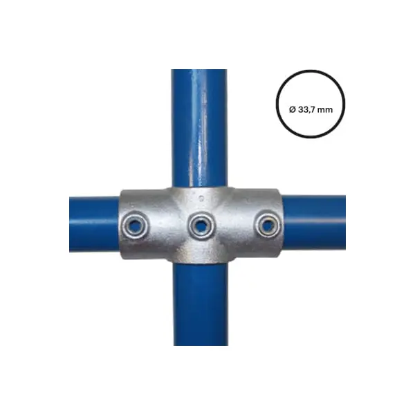 Rohrverbinder D. 33,7 mm – durchgehendes Kreuzstück (zentral) 119-B34