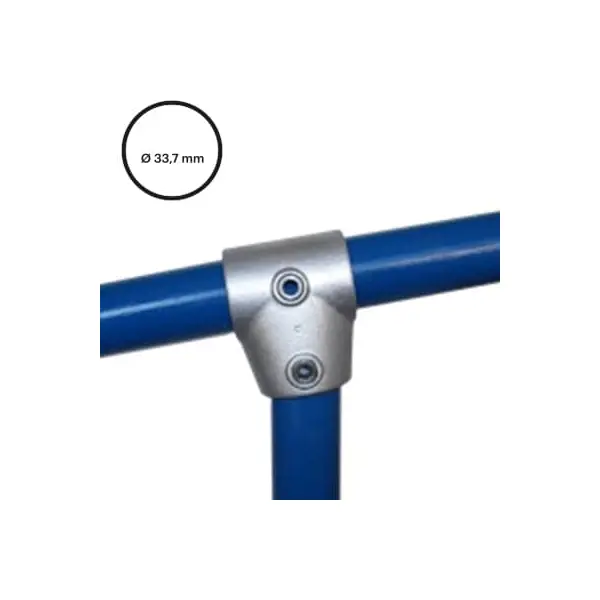 Rohrverbinder D. 33,7 mm – einstellbares T-Stück kurz, Neigung von 0 bis 11°, 153-B34