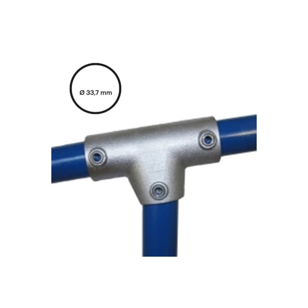 Rohrverbinder D.33,7 mm – einstellbares T-Stück lang, Neigung von 0 bis 11°, 155-B34