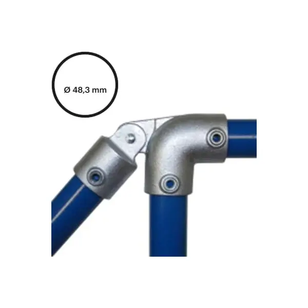 Rohrverbinder D. 48,3 mm – Bogen 90° mit Gelenkhalter 175-D48
