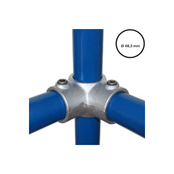 Rohrverbinder D. 48,3 mm – durchgehendes Eckstück (zentral) 116-D48