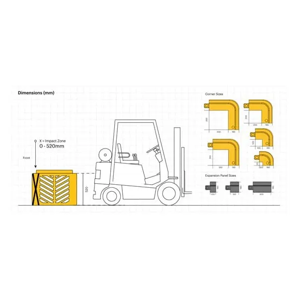 Säulenschutz A-SAFE Flexishield Column Guard – gelb, h.600 mm, 450×450 mm