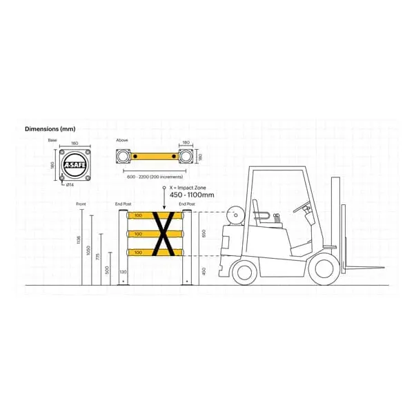 Säulenschutz A-SAFE, iFlexRail Column Guard PB3 – 0,7×0,7 m