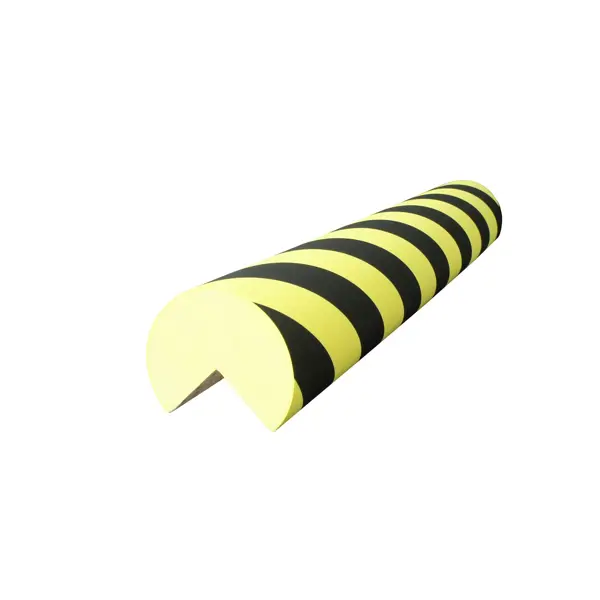 Schaumstoff-Schutzeckenprofil SoftBumpers, selbstklebend, Form "Kreis" – 1000×D.100 mm, gelb-schwarz