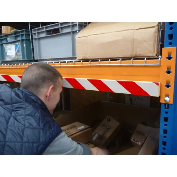 Schaumstoff-Schutzprofil SoftBumpers, selbstklebend – 750×60 mm, rot-weiß