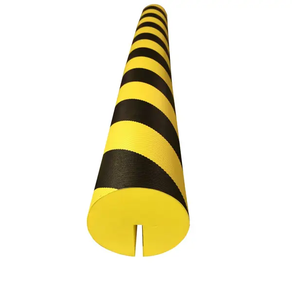Schaumstoff-Schutzprofil SoftBumpers, selbstklebend für Stahlträger – 980× D.100 mm, gelb-schwarz