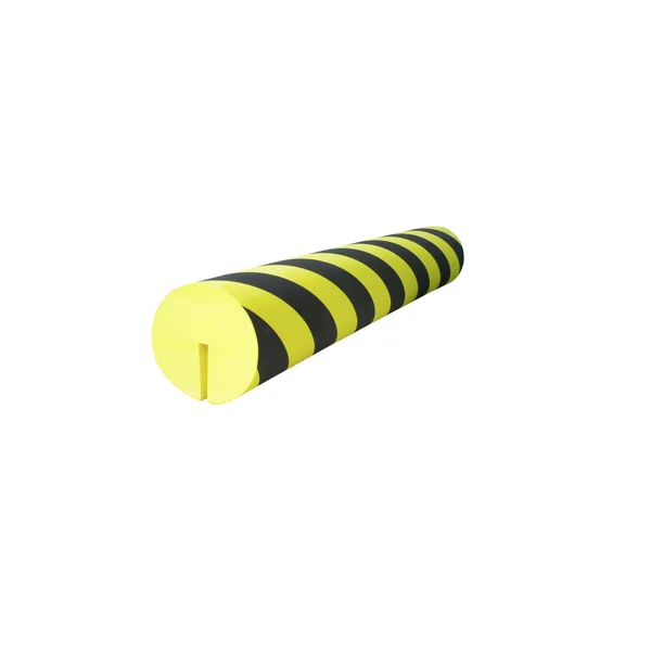 Schaumstoff-Schutzprofil SoftBumpers, selbstklebend für Stahlträger – 980× D.150 mm, gelb-schwarz
