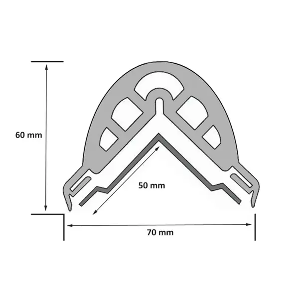 Schutzeckenprofil RubberAlu, abgerundet – Gummi mit Aluminiumprofil, 1140×50 mm