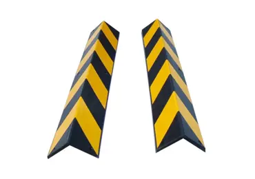 Schutzprofil aus Gummi für Ecken mit reflektierenden Streifen – 785×110×10 mm, schwarz-gelb