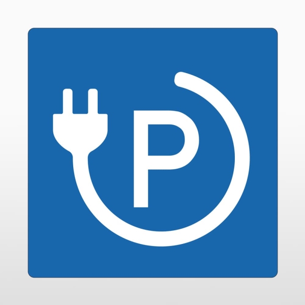 Selbstklebende Antirutsch-Straßenmarkierung, Ladestation 1 – PVC, blau, 400×400 mm