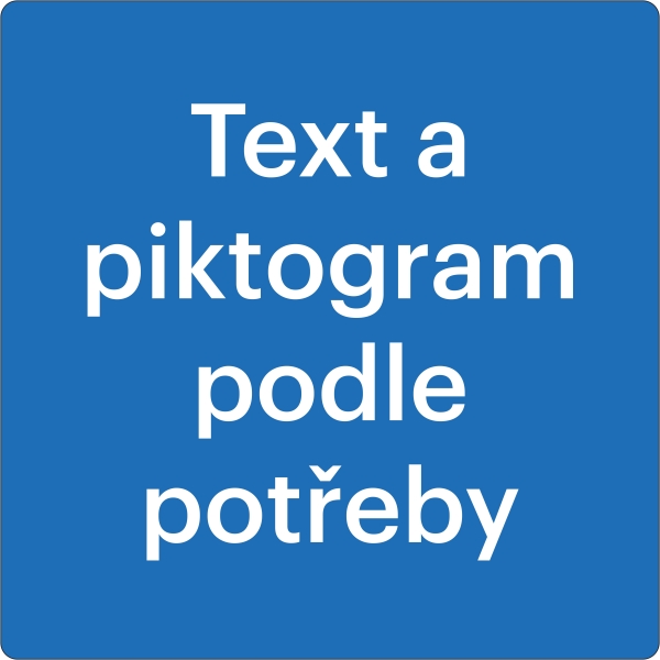 Selbstklebende Antirutsch-Straßenmarkierung, Text und Piktogramm nach Bedarf – PVC, blau, 800×800 mm