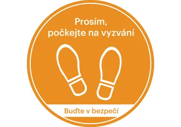 Selbstklebende Bodenmarkierung, Warten Sie auf Anweisung – Polycarbonat, D 600 mm