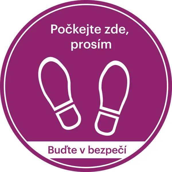 Selbstklebende Bodenmarkierung, Warten Sie hier – Polycarbonat, D 600 mm