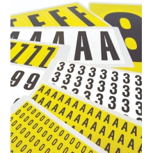 Selbstklebende Buchstaben – Zeichen A-Z, gelber Hintergrund, 1 Zeichen auf Karte