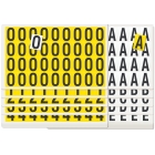 Selbstklebende Buchstaben – Zeichen A-Z, gelber Hintergrund, 12 Zeichen auf Karte