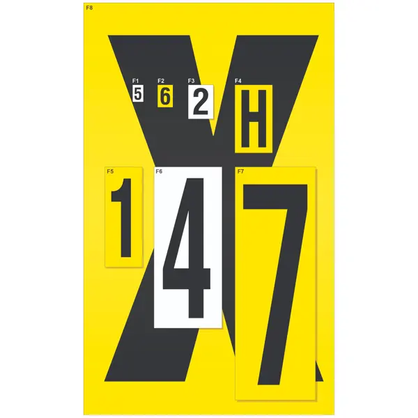 Selbstklebende Buchstaben – Zeichen A-Z, gelber Hintergrund, 6 Zeichen auf Karte