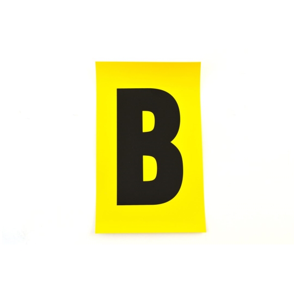 Selbstklebende Buchstaben – Zeichen ''B'', gelber Hintergrund, 5 Zeichen auf Karte