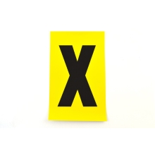 Selbstklebende Buchstaben – Zeichen ''X'', gelber Hintergrund, 36 Zeichen auf Karte